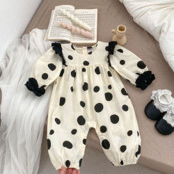 3-18M Baby Girls Polka Dot Long Sleeves Jumpsuit  Baby Clothing  