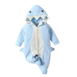 0-6M Baby Boy Dinosaur Contrast Color Hooded Footie Jumpsuit  Baby Clothes  