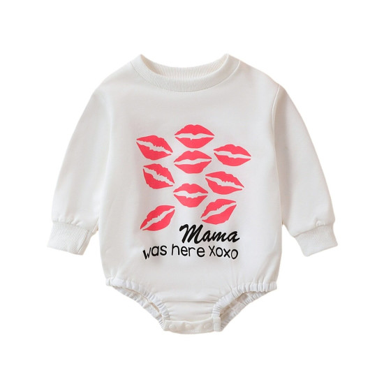 3-18M Valentine's Day Kiss Print Long Sleeve Bodysuit  Baby Clothes  