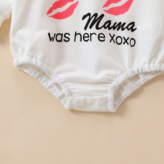 3-18M Valentine's Day Kiss Print Long Sleeve Bodysuit  Baby Clothes  