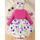 3M-3Y Baby Girls Polka Dot Print Bow Fake Two Piece Dresses  Baby Clothing  