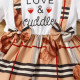 3M-3Y Baby Round Neck Lettered Bear Print Fake Two Piece Dresses  Baby Clothes  