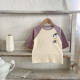 3-24M Baby Cotton Linen Color Matching Cartoon Print Top Casual T-Shirt  Baby Clothing  
