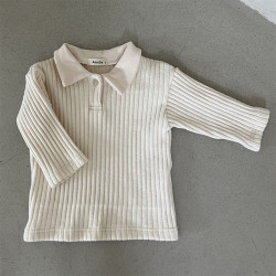 3-24M Baby Lapel Long-Sleeved T-Shirt Boys And Girls Bottoming Shirt  Baby Clothes  