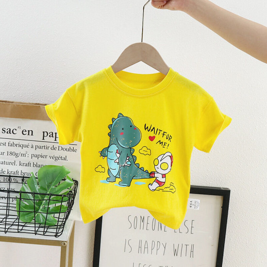 9M-4Y Toddler Boy Short-Sleeved Cartoon Dinosaur Print Tops  Boy Boutique Clothes  