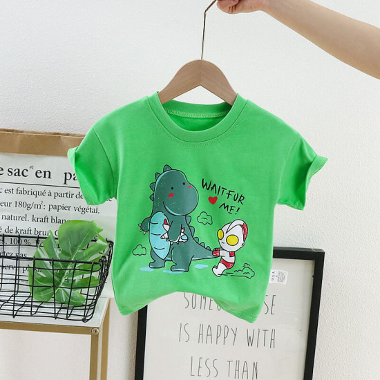 9M-4Y Toddler Boy Short-Sleeved Cartoon Dinosaur Print Tops  Boy Boutique Clothes  