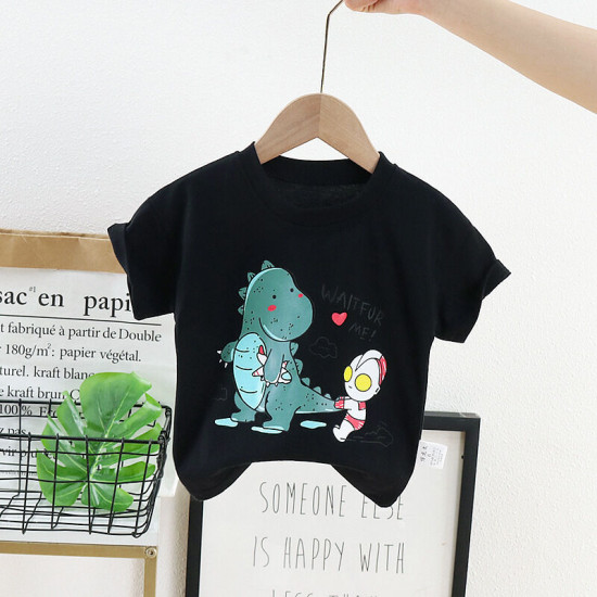 9M-4Y Toddler Boy Short-Sleeved Cartoon Dinosaur Print Tops  Boy Boutique Clothes  