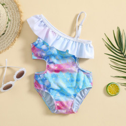 9M-4Y Toddler Girls Fish Scales Ruffled Sling One-Piece Swimsuit  Girls Clothes  