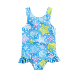 6-24M Baby Girls Starfish Shell Print One-Piece Swimsuit  Baby Clothing  