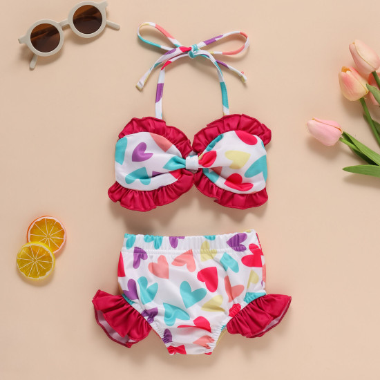 3-24M Heart Suspender Briefs Swimsuit Two-Piece Set  Baby Clothes  