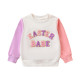3-24M Baby Contrast Sleeves Towel Embroidered Sweatshirt  Baby Clothing  