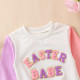 3-24M Baby Contrast Sleeves Towel Embroidered Sweatshirt  Baby Clothing  