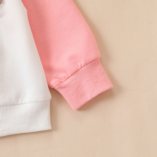 3-24M Baby Contrast Sleeves Towel Embroidered Sweatshirt  Baby Clothing  