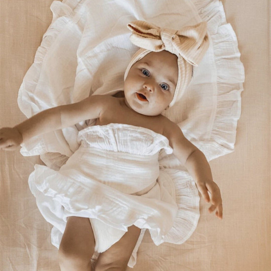 Newborn Three Layers Of Cotton Yarn Muslin Baby Ruffled Swaddle  