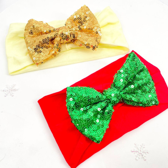Christmas Sequins Bow Headband For Baby  