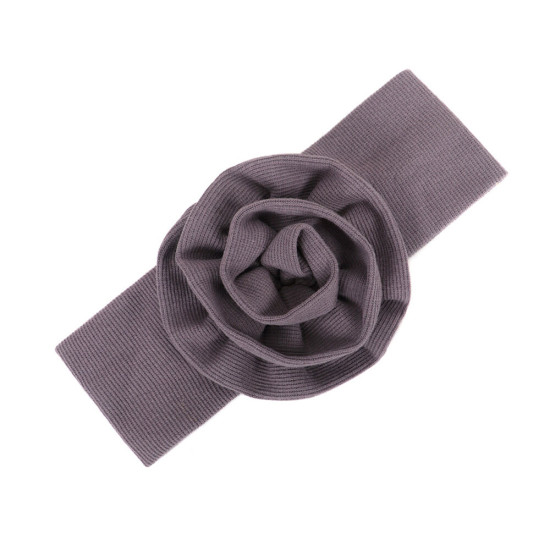 Solid Color Flower Decor Ribbed Headband For Baby  