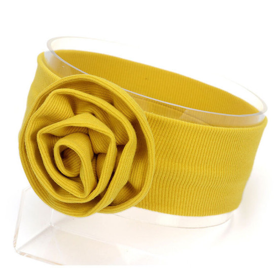 Solid Color Flower Decor Ribbed Headband For Baby  