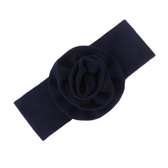 Solid Color Flower Decor Ribbed Headband For Baby  