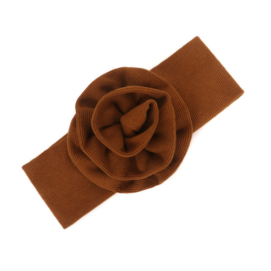 Solid Color Flower Decor Ribbed Headband For Baby  
