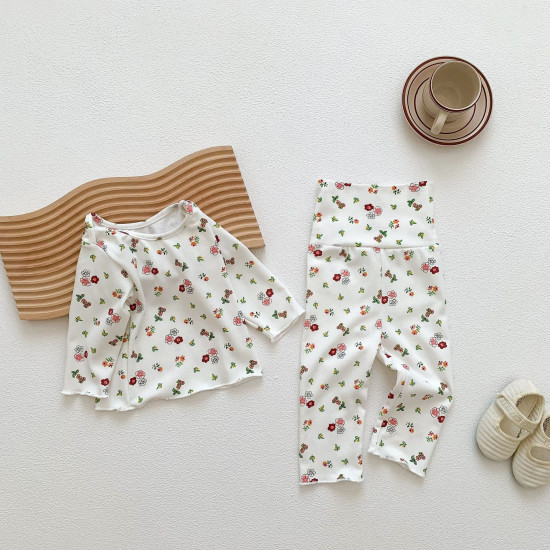 3-24M Baby Girls Loungewear Sets Floral Long Sleeve Tops And Pants Baby  Clothing  