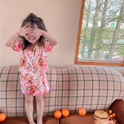 9M-6Y Toddler Girl Pajamas Cartoon Print Short Sleeve Top And Shorts Set  Little Girl Clothing  