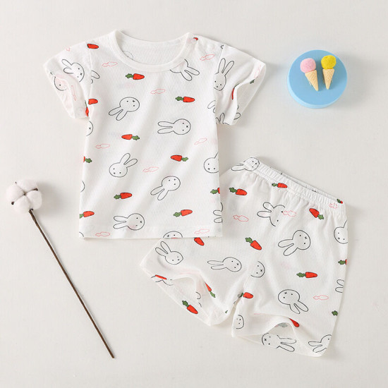 3M-3Y Baby Pajama Sets Cartoon Print Top And Shorts  Baby Clothes Suppliers  