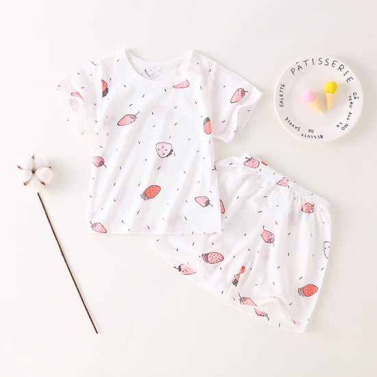 3M-3Y Baby Pajama Sets Cartoon Print Top And Shorts  Baby Clothes Suppliers  
