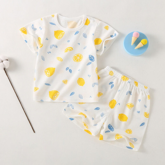 3M-3Y Baby Pajama Sets Cartoon Print Top And Shorts  Baby Clothes Suppliers  