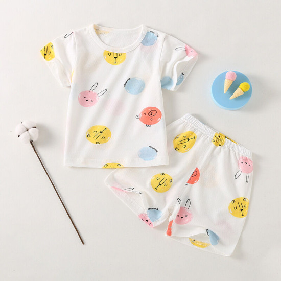 3M-3Y Baby Pajama Sets Cartoon Print Top And Shorts  Baby Clothes Suppliers  