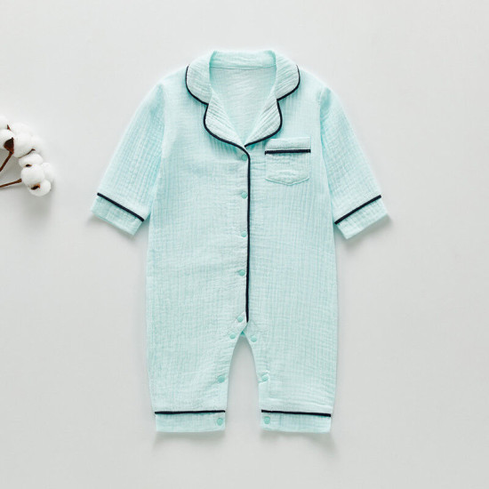 3-18M Baby Pajamas Solid Color Muslin Jumpsuit  Baby Clothing  