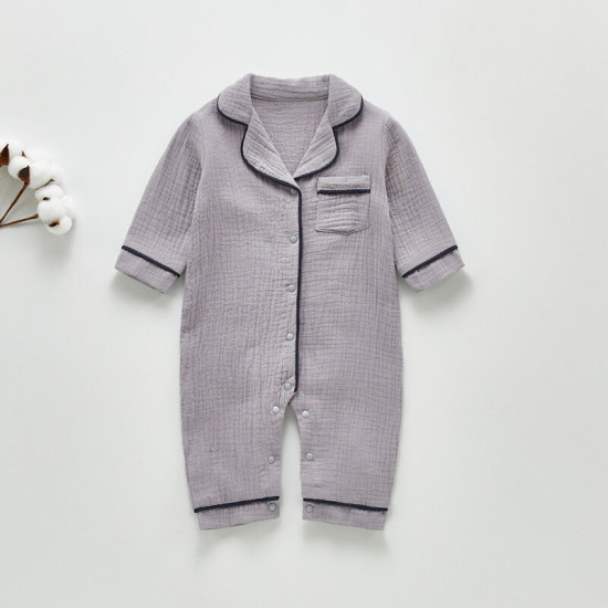 3-18M Baby Pajamas Solid Color Muslin Jumpsuit  Baby Clothing  
