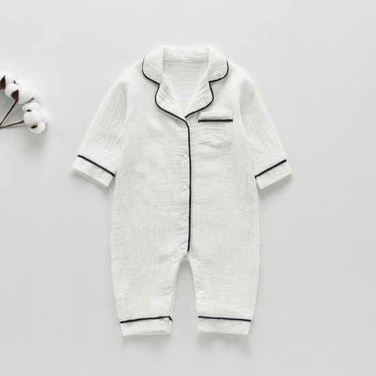 3-18M Baby Pajamas Solid Color Muslin Jumpsuit  Baby Clothing  