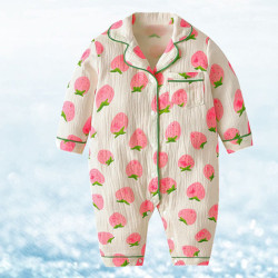 3-18M Baby Pajamas Solid Color Muslin Jumpsuit  Baby Clothing  