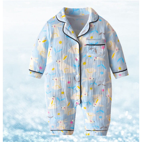 3-18M Baby Pajamas Solid Color Muslin Jumpsuit  Baby Clothing  