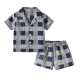 Short-Sleeved Plaid Top And Shorts Pajamas Set Toddler 2 Piece Pajamas  