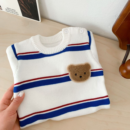 3-24M Baby Bear Striped Knitted Jumpsuit  Baby Clothes  