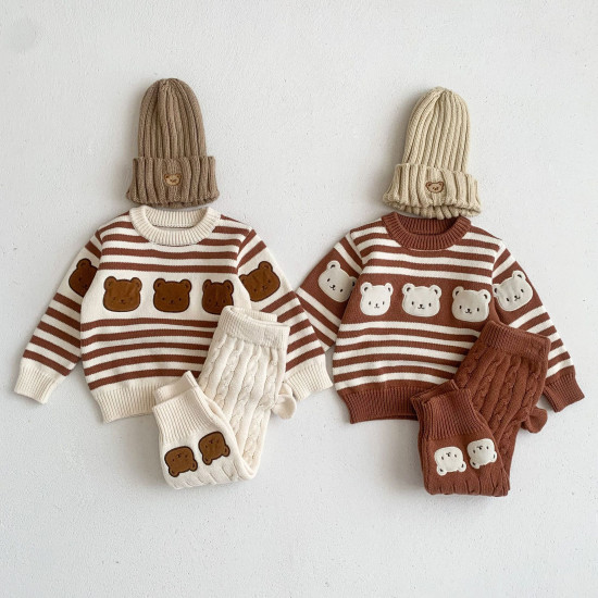 3-24M Baby Knitting Bear Striped Sweater Or Pants  Baby Clothing  