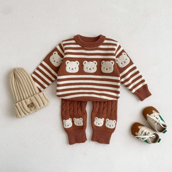 3-24M Baby Knitting Bear Striped Sweater Or Pants  Baby Clothing  