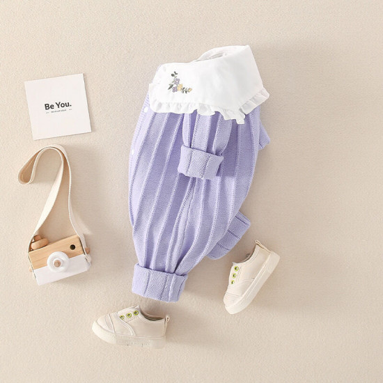 0-18M Baby Embroidery Floral Collar Knitted Jumpsuit Baby  Clothing  