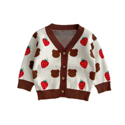3-24M Baby Strawberry Bear Sweater Cardigan  Baby Boutique Clothing  