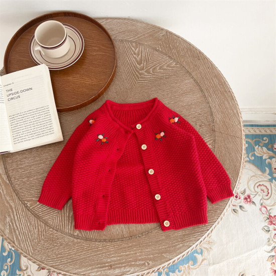3-24M Infant Knitted Cardigan Hand Embroidered Knitted Sweater  Baby Clothes  