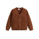 3-24M Baby Brown Knitted Cardigan Solid Color V-Neck Sweater  Baby Clothing  