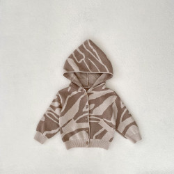 3-24M Baby Textured Jacquard Hooded Knitted Cardigan Jacket  Baby Boutique Clothing  