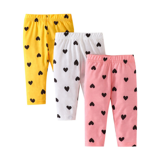 0-18M Baby Girls 3pcs Love Heart Pattern Pants  Baby Clothing  