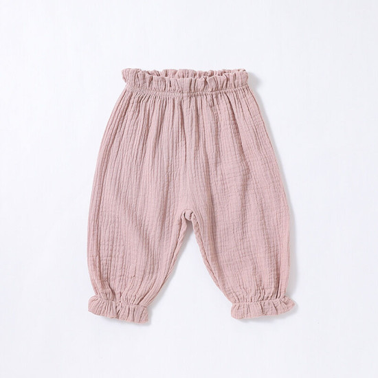 3-18M Baby Girls And Boys Muslin Plaid Bear Print Pants  Baby Clothing  