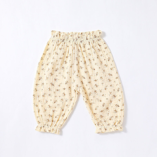 3-18M Baby Girls And Boys Muslin Plaid Bear Print Pants  Baby Clothing  