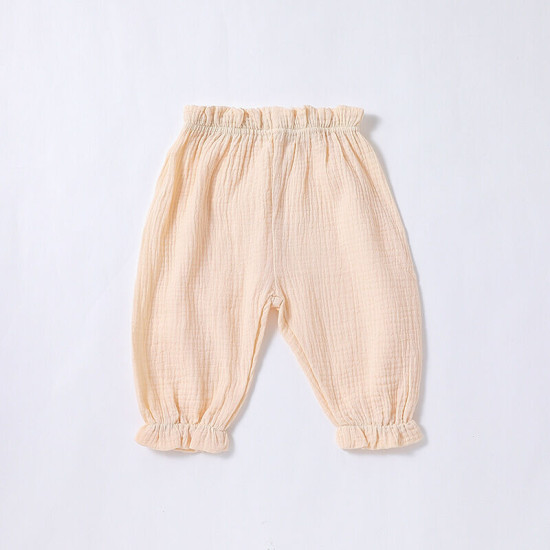 3-18M Baby Girls And Boys Muslin Plaid Bear Print Pants  Baby Clothing  