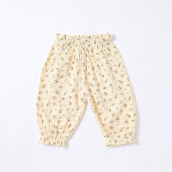 3-18M Baby Girls And Boys Muslin Plaid Bear Print Pants  Baby Clothing  