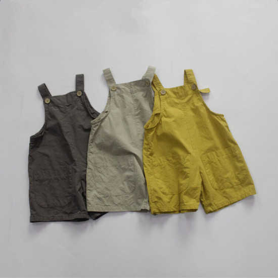 9M-7Y Suspender Solid Color Jumpsuit Shorts  Kids Boutique Clothing  