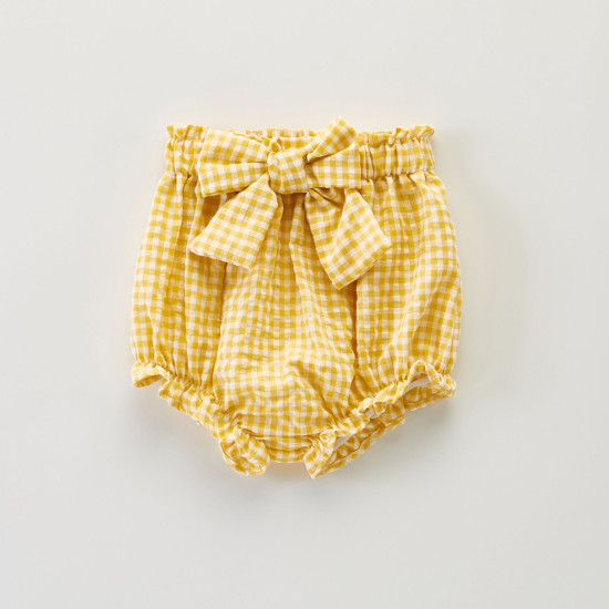 3M-4Y Flower Bow All-Match Seersucker Plaid Shorts Bud Pants  Baby Clothes  
